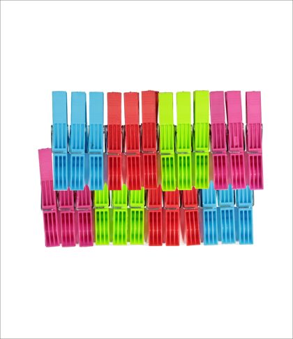 Large Plastic Laundry Pegs Set - 24 Pieces