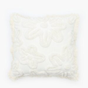 Textured Floral Fringe Scatter Cushion